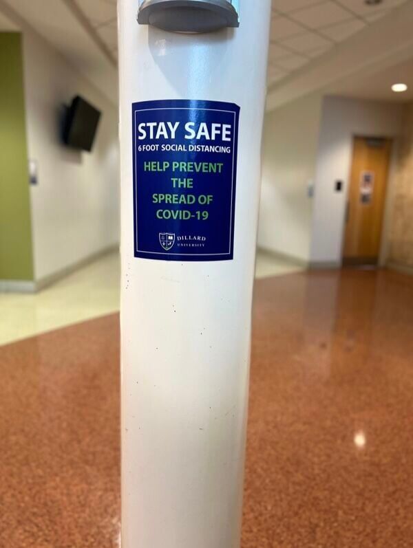 Dillard University posts COVID-19 prevention signs